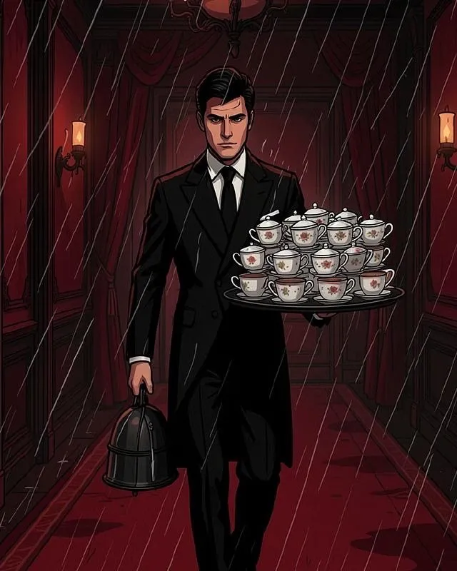 Ilustración recortada de Anselmo en el hotel dentro del PDF de El fantasma de la concentración