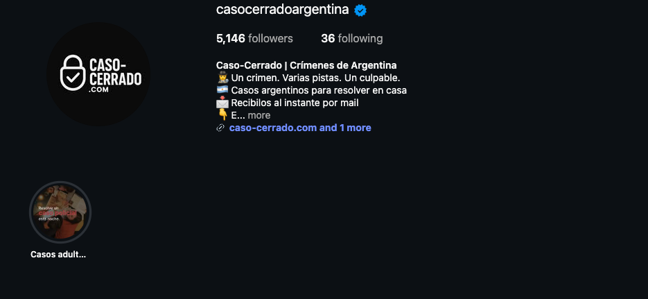 Captura del perfil oficial de Caso-Cerrado.com en Instagram