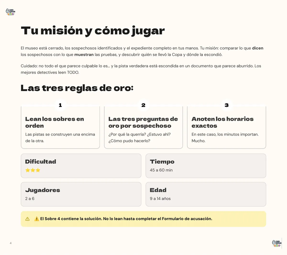 Página de misión del caso El robo de la Copa del Mundo