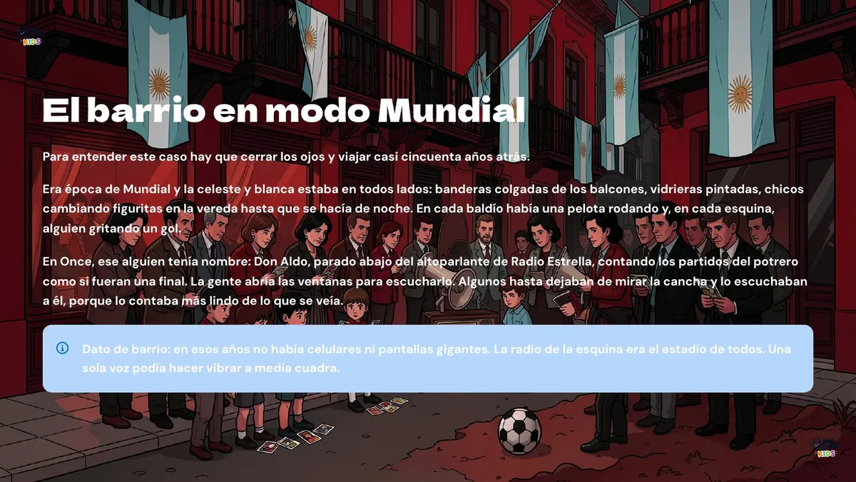 Página real de El Relator de Once con el barrio vestido para el Mundial