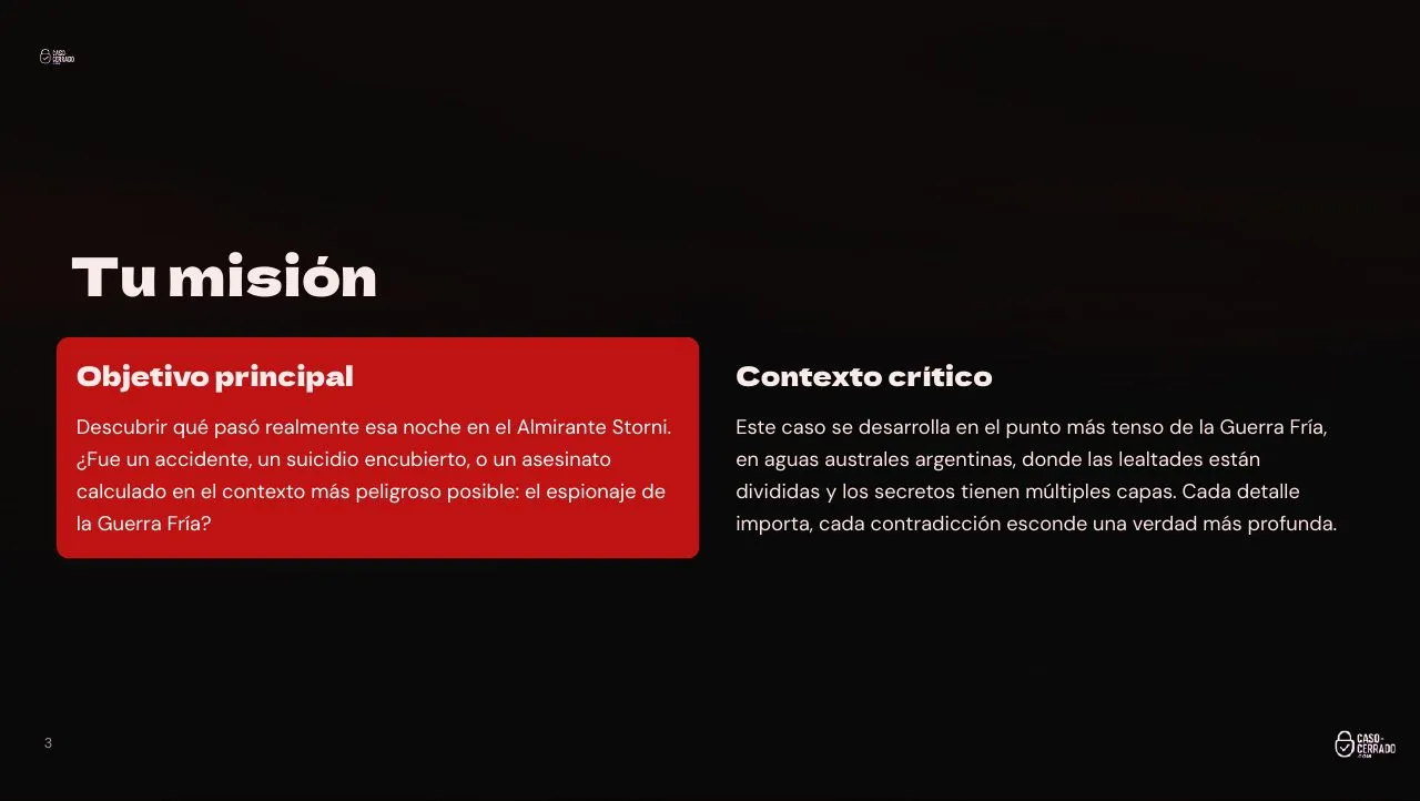 Página 3 del expediente El Polizón de Ushuaia: Tu misión
