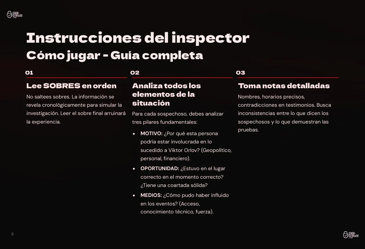Página 5 del expediente El espía de Retiro: Instrucciones del inspector