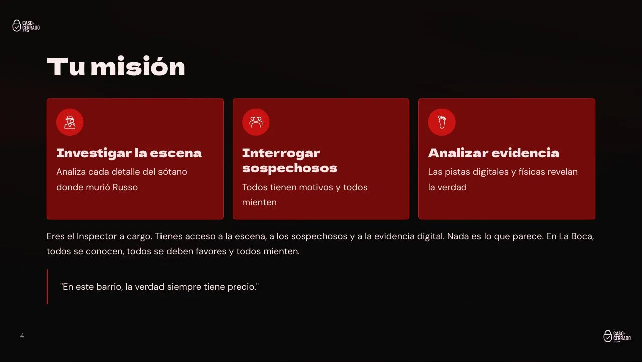 Página 4 del expediente El robo de La Boca: Tu misión