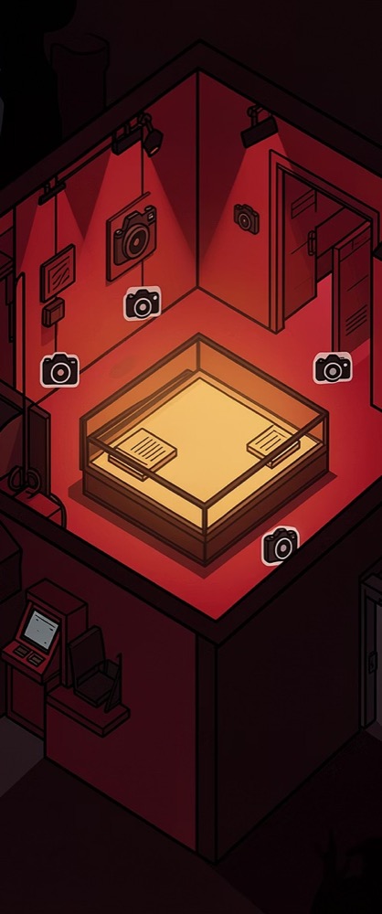 Ilustración del plano del Museo del Fútbol con sus cámaras